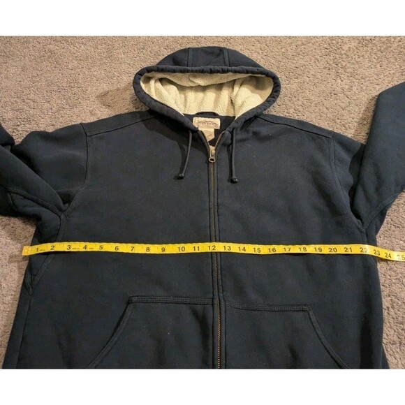 L.L. Bean Katahdin Iron Works Sherpa Lined Navy Blue Hoodie Sweatshirt Men's M - Picture 4 of 6